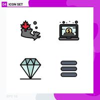 Pictogram Set of 4 Simple Filledline Flat Colors of map diamond business management list Editable Vector Design Elements