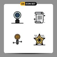 conjunto de 4 iconos de interfaz de usuario modernos símbolos signos para globo zoom poema pintura celebración elementos de diseño vectorial editables vector