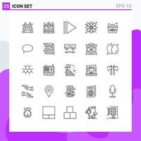 conjunto de pictogramas de 25 líneas simples de bolsa de chat maleta de otoño elementos de diseño vectorial editables de negocios vector