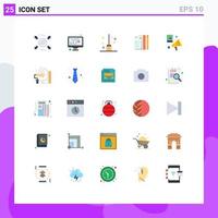 Set of 25 Modern UI Icons Symbols Signs for audio book notepad broom pen stationary Editable Vector Design Elements