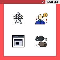 Modern Set of 4 Filledline Flat Colors Pictograph of electrical interface transmission tower question user Editable Vector Design Elements