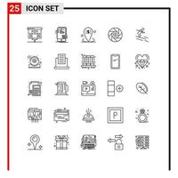 Pack of 25 Modern Lines Signs and Symbols for Web Print Media such as shutter entertainment developer cinema place Editable Vector Design Elements