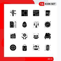 Group of 16 Solid Glyphs Signs and Symbols for file data cog account economy Editable Vector Design Elements