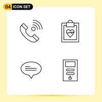 4 Creative Icons Modern Signs and Symbols of call conversation incoming medical computer Editable Vector Design Elements