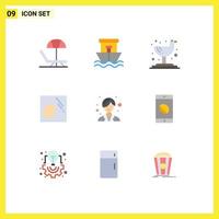 Modern Set of 9 Flat Colors and symbols such as disabled application female seagull doctor hand Editable Vector Design Elements