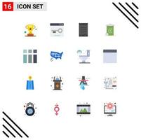 Flat Color Pack of 16 Universal Symbols of frame recycilben page energy bin Editable Pack of Creative Vector Design Elements
