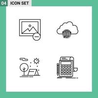 Pictogram Set of 4 Simple Filledline Flat Colors of delete camping network hub nature Editable Vector Design Elements