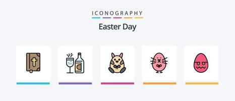 Easter Line Filled 5 Icon Pack Including . decoration. holiday. egg. Creative Icons Design vector