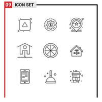 9 Universal Outline Signs Symbols of smart house stars making review number Editable Vector Design Elements