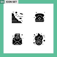 4 User Interface Solid Glyph Pack of modern Signs and Symbols of under email rock calling subscription Editable Vector Design Elements