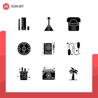 9 iconos creativos signos y símbolos modernos de protección dispositivo de error de sonido de Internet elementos de diseño vectorial editables vector