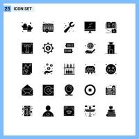 25 iconos creativos signos y símbolos modernos de educación conocimiento fontanero crecimiento mostrar elementos de diseño vectorial editables vector
