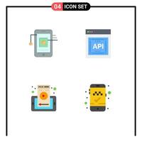 Flat Icon Pack of 4 Universal Symbols of mobile mobile network application programmer interface cell Editable Vector Design Elements