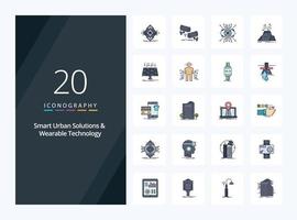 20 Smart Urban Solutions And Wearable Technology line Filled icon for presentation vector