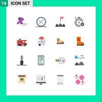 User Interface Pack of 16 Basic Flat Colors of car quick market fast business Editable Pack of Creative Vector Design Elements