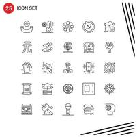 Modern Set of 25 Lines and symbols such as yuan currency celebrate scroll computer Editable Vector Design Elements