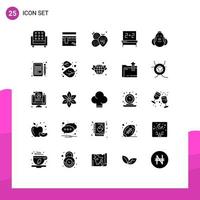 User Interface Pack of 25 Basic Solid Glyphs of chicken studies religion education summer Editable Vector Design Elements