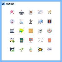 Pictogram Set of 25 Simple Flat Colors of shopping message colour marketing email Editable Vector Design Elements