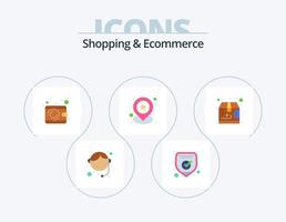 Shopping And Ecommerce Flat Icon Pack 5 Icon Design. product. location pin. cash. star. geo vector