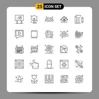 Line Pack of 25 Universal Symbols of wrench repair small construction home Editable Vector Design Elements