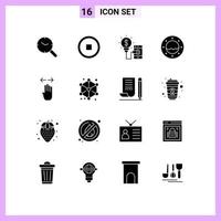 Universal Icon Symbols Group of 16 Modern Solid Glyphs of left hand idea four porthole Editable Vector Design Elements