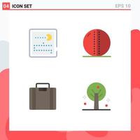 Pack of 4 Modern Flat Icons Signs and Symbols for Web Print Media such as competition briefcase play leather ball suitcase Editable Vector Design Elements