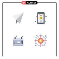 paquete de línea vectorial editable de 4 iconos planos simples de objetivo de papel calendario de impresión elementos de diseño vectorial editables vector