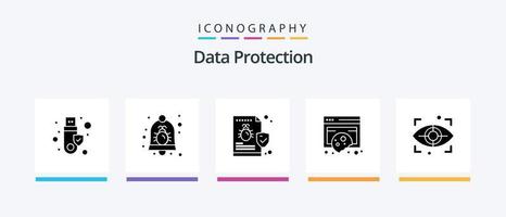 Data Protection Glyph 5 Icon Pack Including policy. cookies. security. compliance. security. Creative Icons Design vector