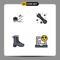 Set of 4 Modern UI Icons Symbols Signs for growth support leader success running Editable Vector Design Elements