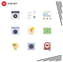 Universal Icon Symbols Group of 9 Modern Flat Colors of campaign machine education interior collection Editable Vector Design Elements