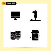 Stock Vector Icon Pack of 4 Line Signs and Symbols for computer love song hardware game specker Editable Vector Design Elements