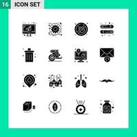 16 Thematic Vector Solid Glyphs and Editable Symbols of delete bin time pin baby Editable Vector Design Elements