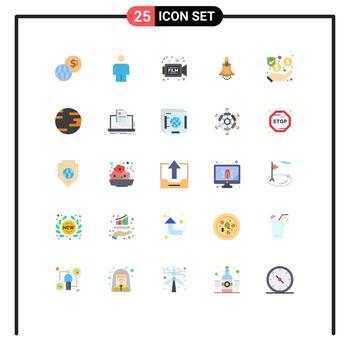 25 Flat Color concept for Websites Mobile and Apps security dollar video promote launching Editable Vector Design Elements