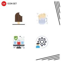 4 Universal Flat Icon Signs Symbols of beach internet ice fast food coding Editable Vector Design Elements