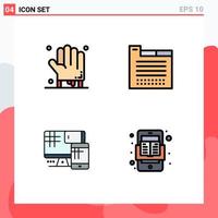 User Interface Pack of 4 Basic Filledline Flat Colors of bloody monitor scary theme education Editable Vector Design Elements