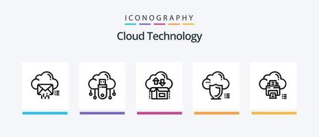 paquete de iconos de línea 5 de tecnología en la nube que incluye nuevo. nube. nube. datos. Enlace. diseño de iconos creativos vector