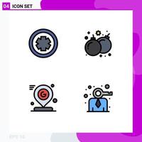 Set of 4 Modern UI Icons Symbols Signs for medical map test game location Editable Vector Design Elements