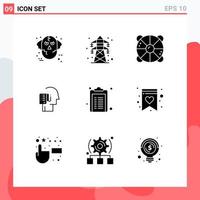 User Interface Pack of 9 Basic Solid Glyphs of schedule list transmission tower human sea Editable Vector Design Elements