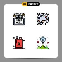 conjunto de 4 iconos de interfaz de usuario modernos símbolos signos para análisis galón pintura aprendizaje potencia elementos de diseño vectorial editables vector