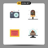 Pack of 4 Modern Flat Icons Signs and Symbols for Web Print Media such as dad education camera ice note Editable Vector Design Elements