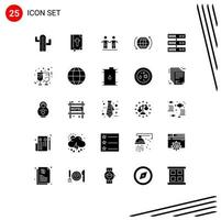 Group of 25 Modern Solid Glyphs Set for datacenter arrow best internet global Editable Vector Design Elements