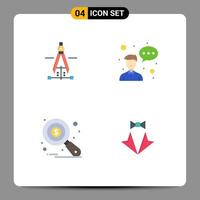 Mobile Interface Flat Icon Set of 4 Pictograms of compass auditing engineering entrepreneur tax monitoring Editable Vector Design Elements