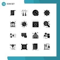 Set of 16 Commercial Solid Glyphs pack for bank setting computers education gadget Editable Vector Design Elements