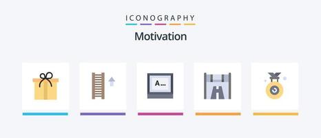 paquete de iconos de motivación plana 5 que incluye al ganador. medalla. mecanografía. la carretera. comienzo. diseño de iconos creativos vector
