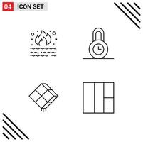 Set of 4 Modern UI Icons Symbols Signs for burn decor pollution protection ramadhan Editable Vector Design Elements