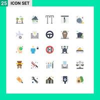 25 Universal Flat Color Signs Symbols of tool measuring all security investigation Editable Vector Design Elements
