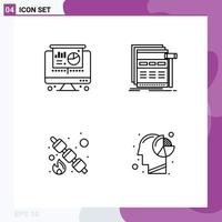 User Interface Pack of 4 Basic Filledline Flat Colors of computer picnic internet webpage sweet Editable Vector Design Elements