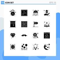 Set of 16 Modern UI Icons Symbols Signs for rollers design engineering curtain help Editable Vector Design Elements