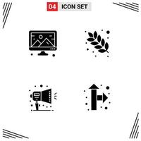 4 Universal Solid Glyphs Set for Web and Mobile Applications creative notification design grain ad Editable Vector Design Elements