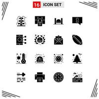 Group of 16 Solid Glyphs Signs and Symbols for connect private touch bubble industrial Editable Vector Design Elements